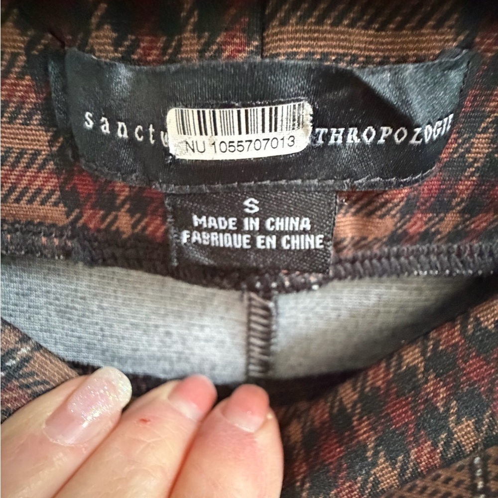 Small Anthropologie sanctuary carnaby pull on slim kick flare pants Brown Plaid - Picture 7 of 14
